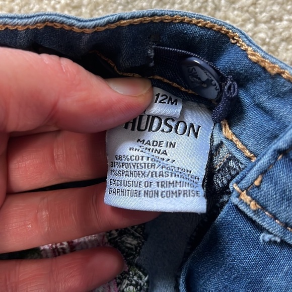 Hudson Baby Distressed Floral Embroidered Denim Shorts Size 12 months - Picture 3 of 7